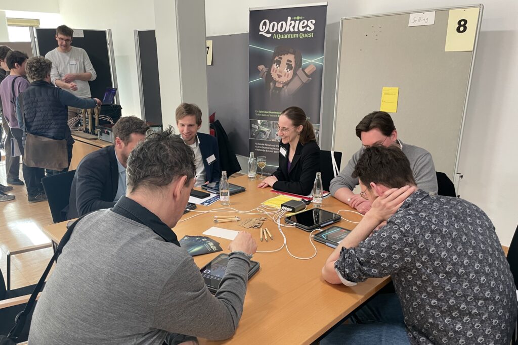 Station of GALaQSci with the game Qookies during the event Quantenwelt zum Anfassen (Quantum world hands-on) in Paderborn.